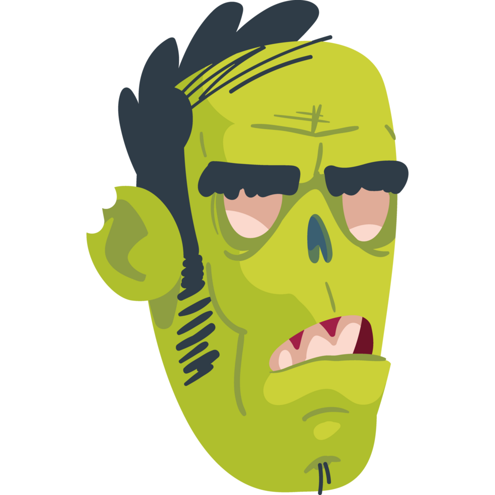 zombie head cartoon isolated icon png