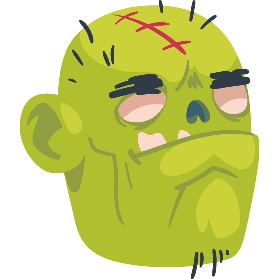 zombie head horror isolated icon png