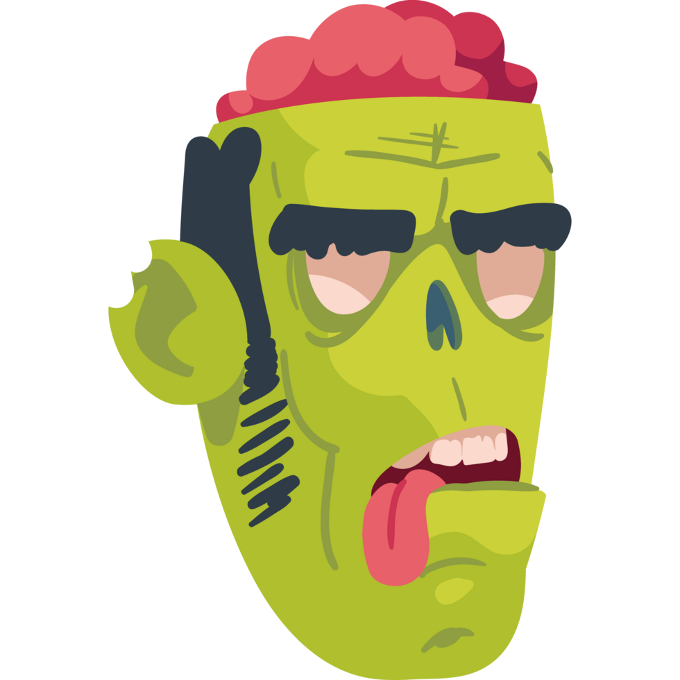 zombie head tongue out isolated icon png