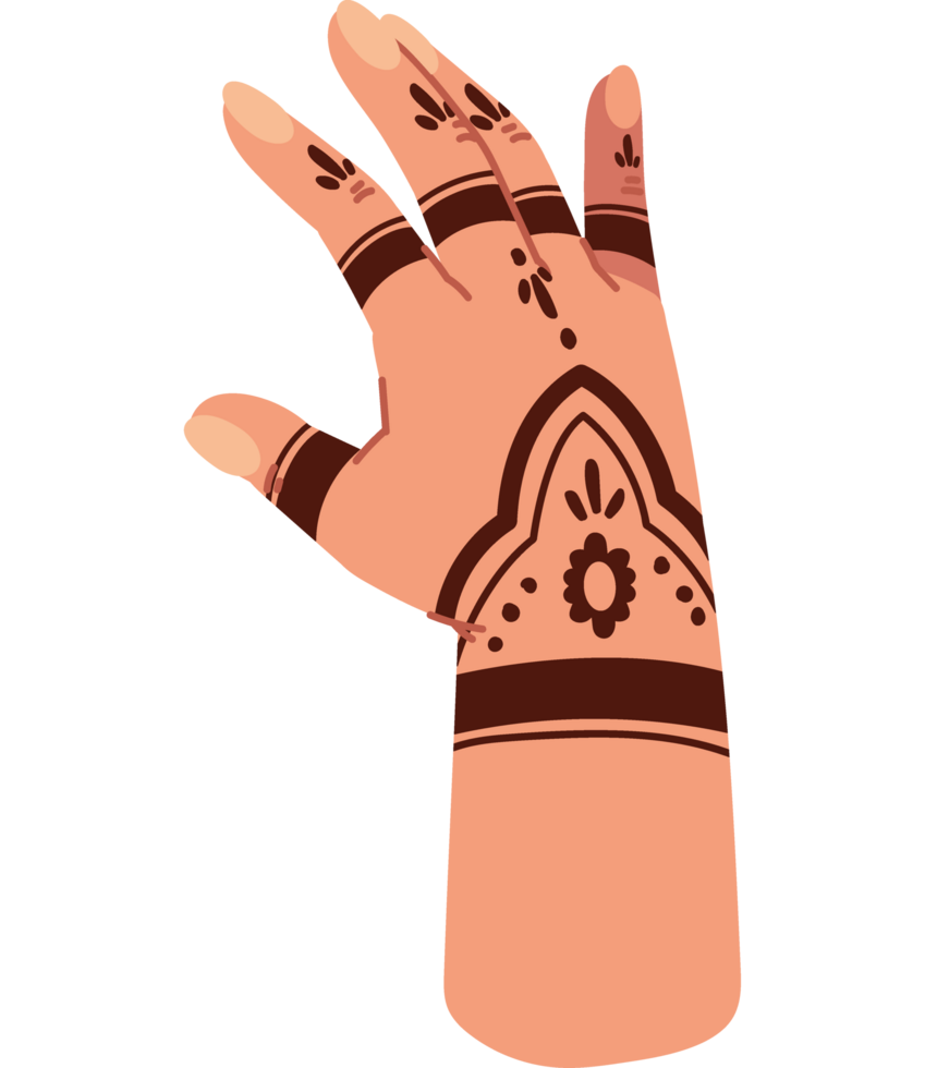 indian henna tattoo design for hand isolated icon png