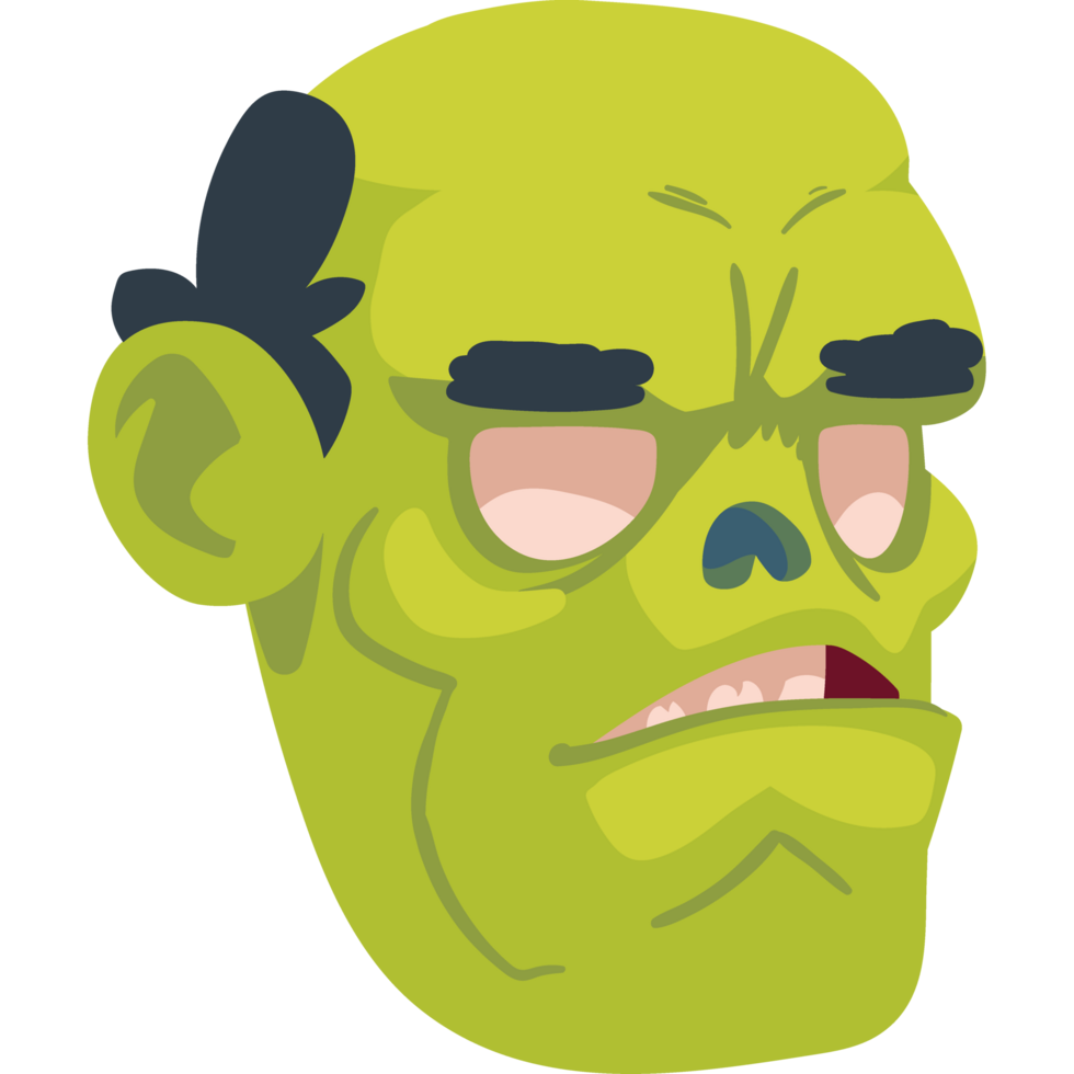 zombie green head isolated icon png