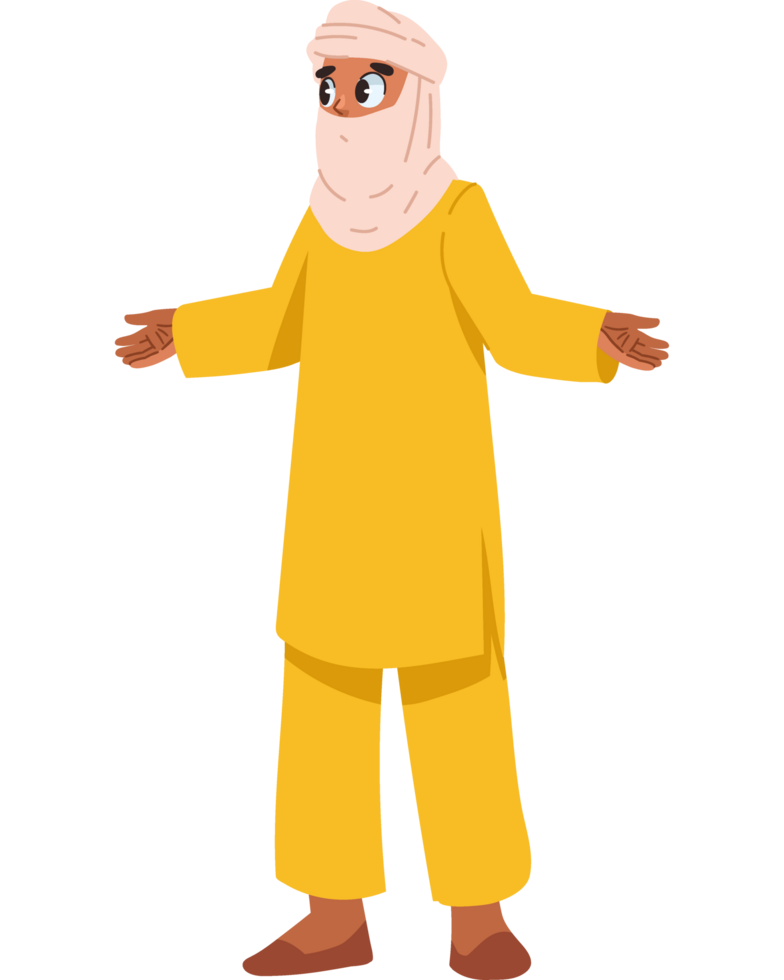 bedouin man wearing traditional clothes isolated png