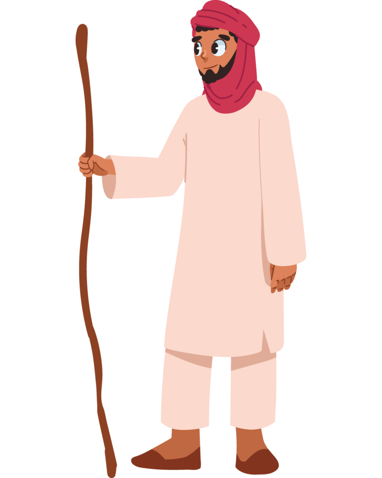bedouin man with stick isolated png