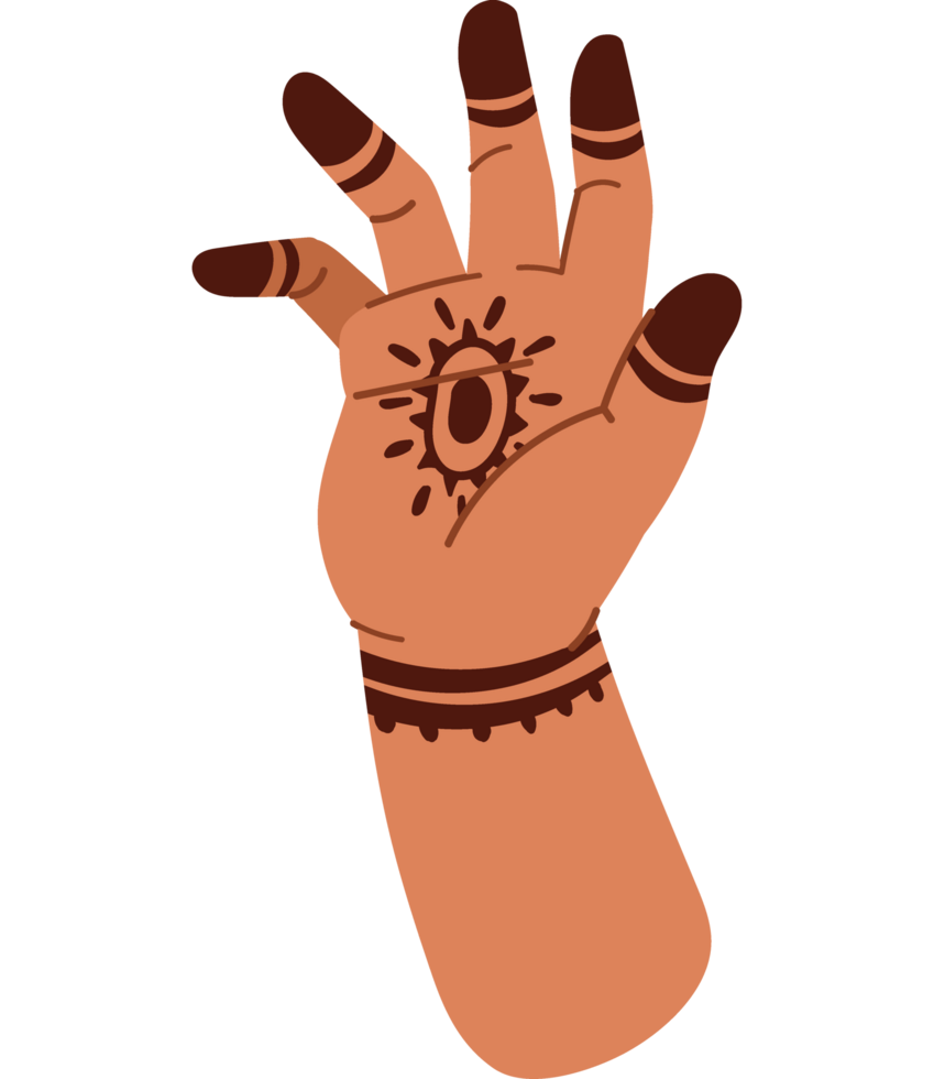 indian henna tattoo on hand isolated icon png