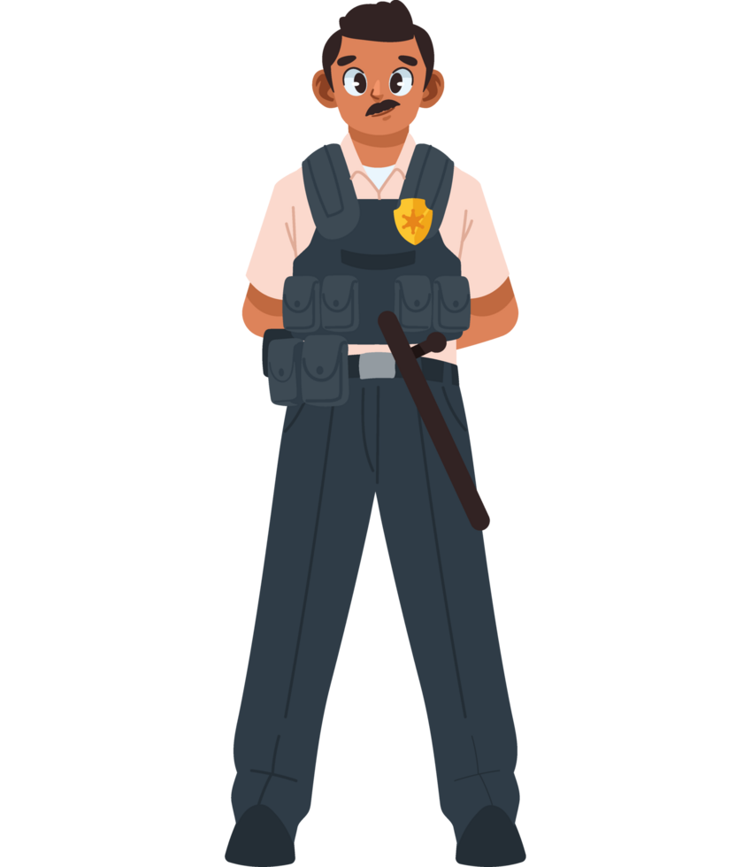 prison guard with bulletproof vest isolated png