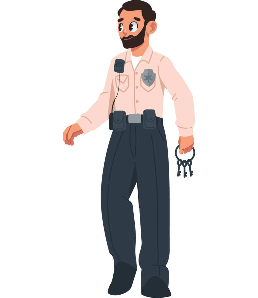 prison guard with keys isolated png