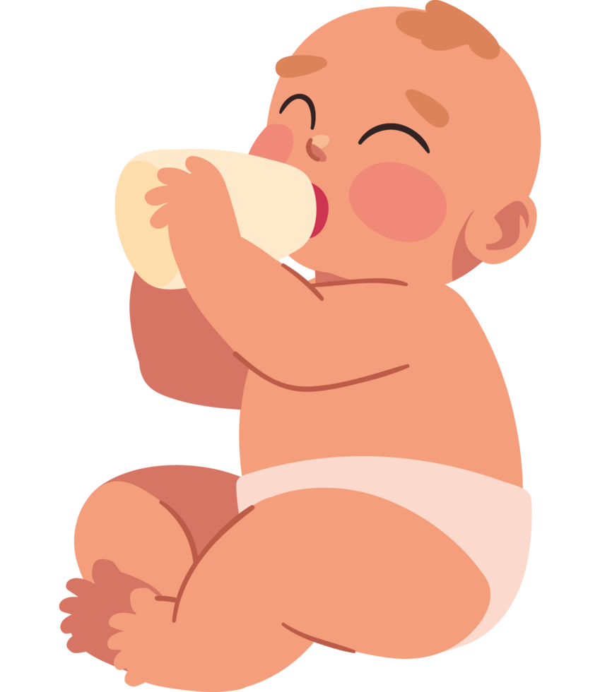 babies characters with bottle isolated png