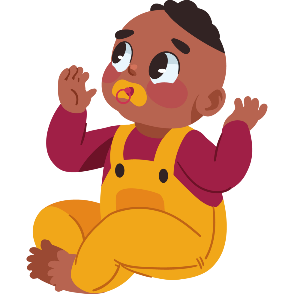 afro baby character with pacifier isolated png