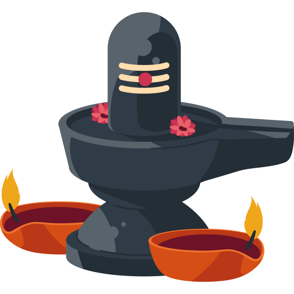 shivaratri lingam and lamps isolated png