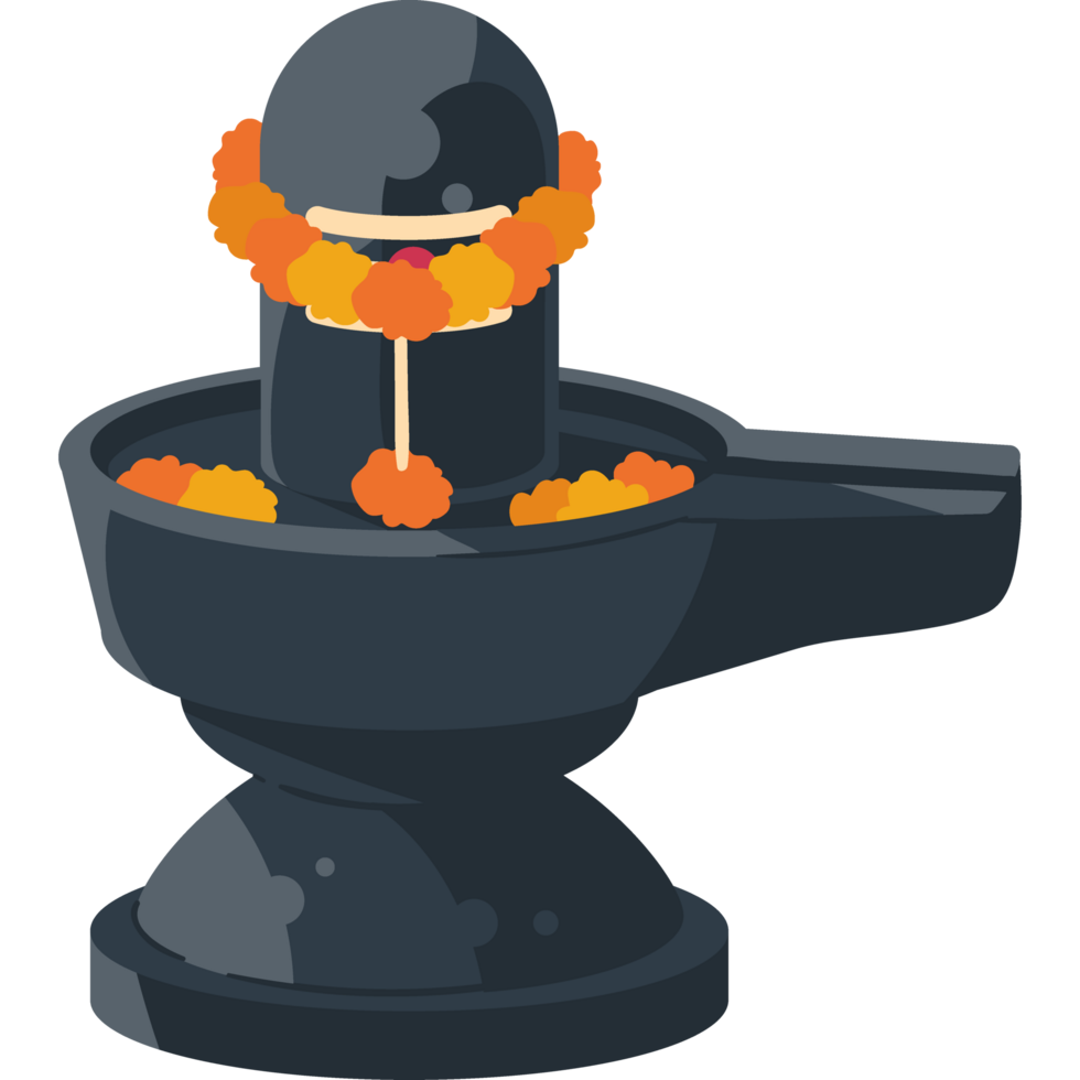 shivaratri lingam and marigold flowers isolated png
