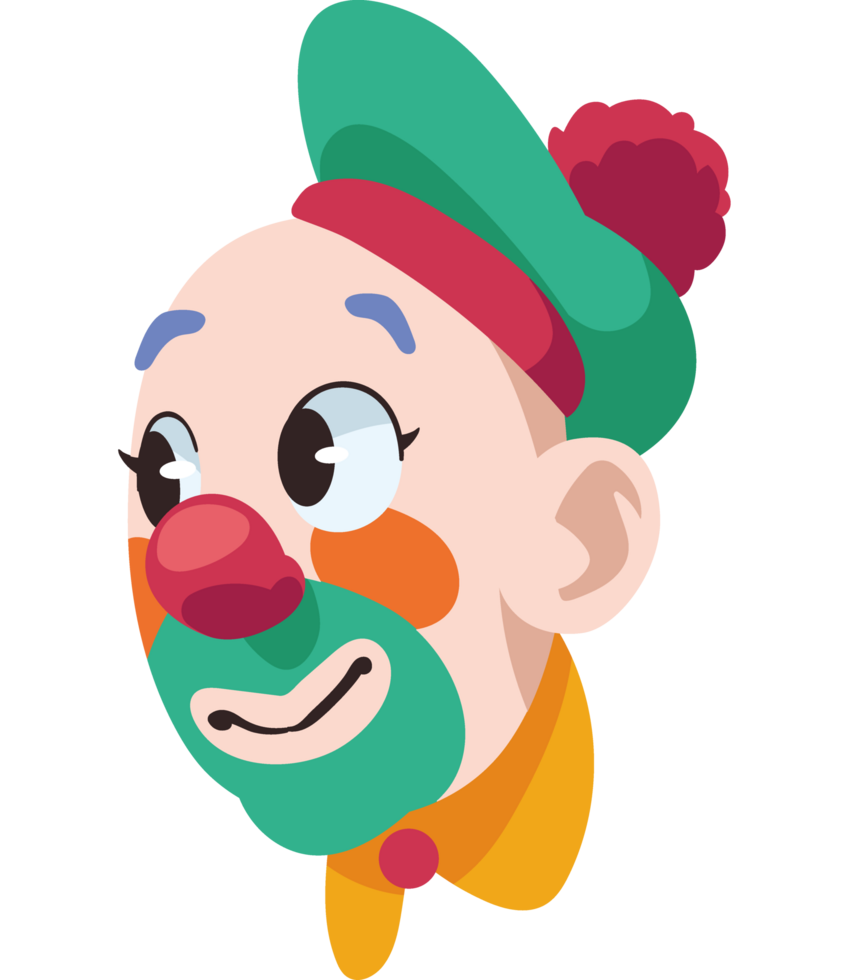 happy clown head character isolated png
