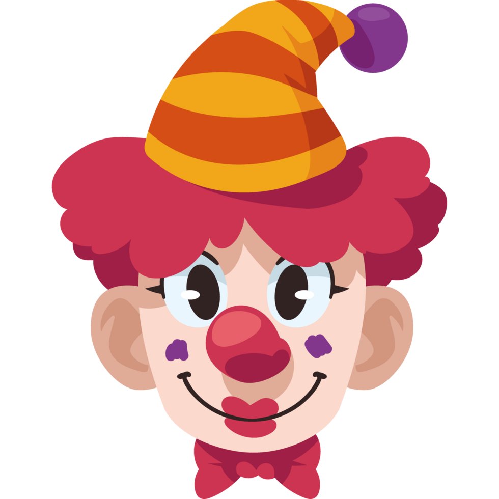 happy clown head cute isolated png