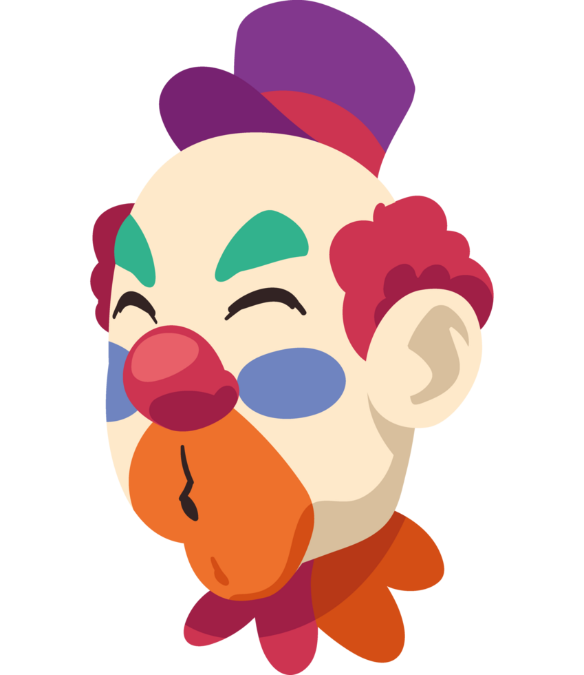 happy clown head and hat isolated png
