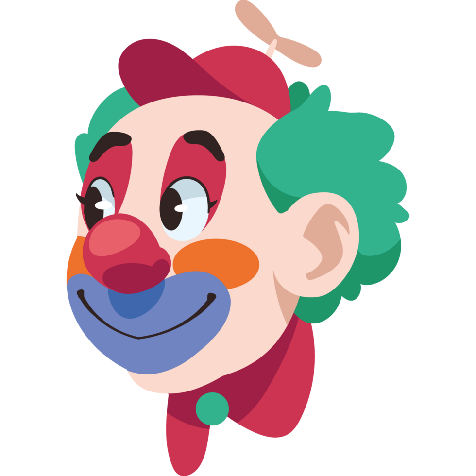 happy clown head with bow tie isolated png