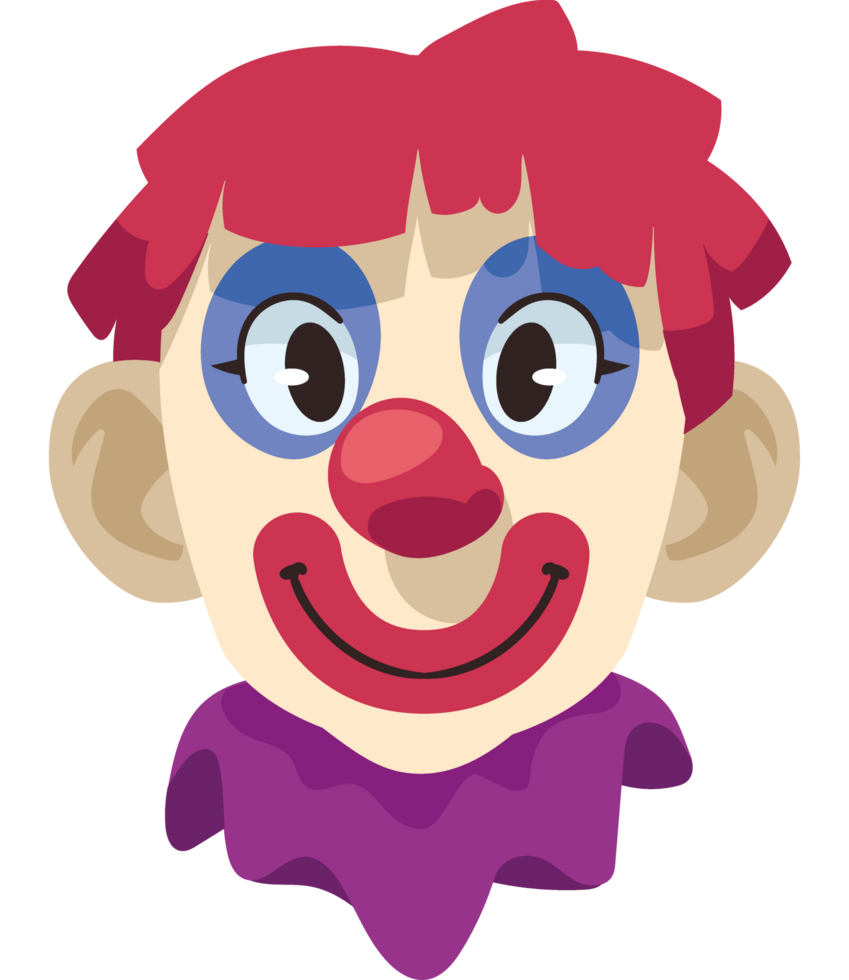 happy clown head cartoon isolated illustration png