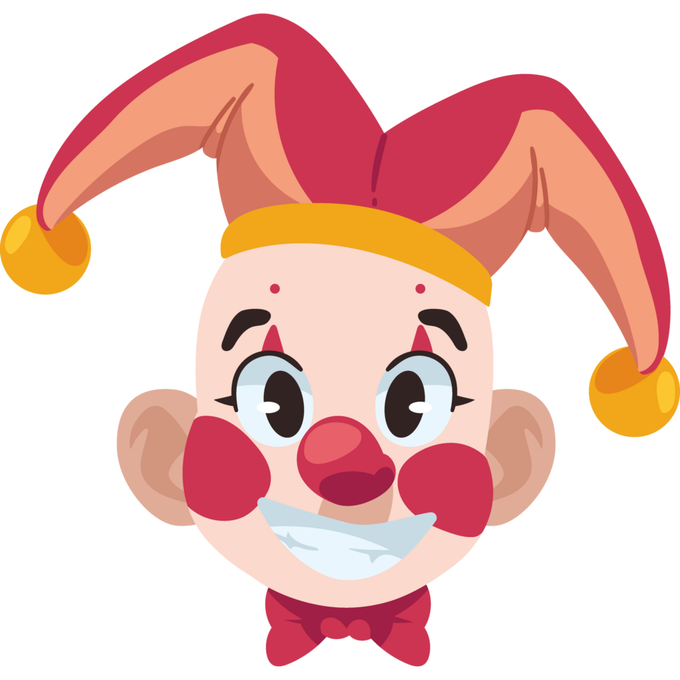 happy clown head cartoon isolated design png