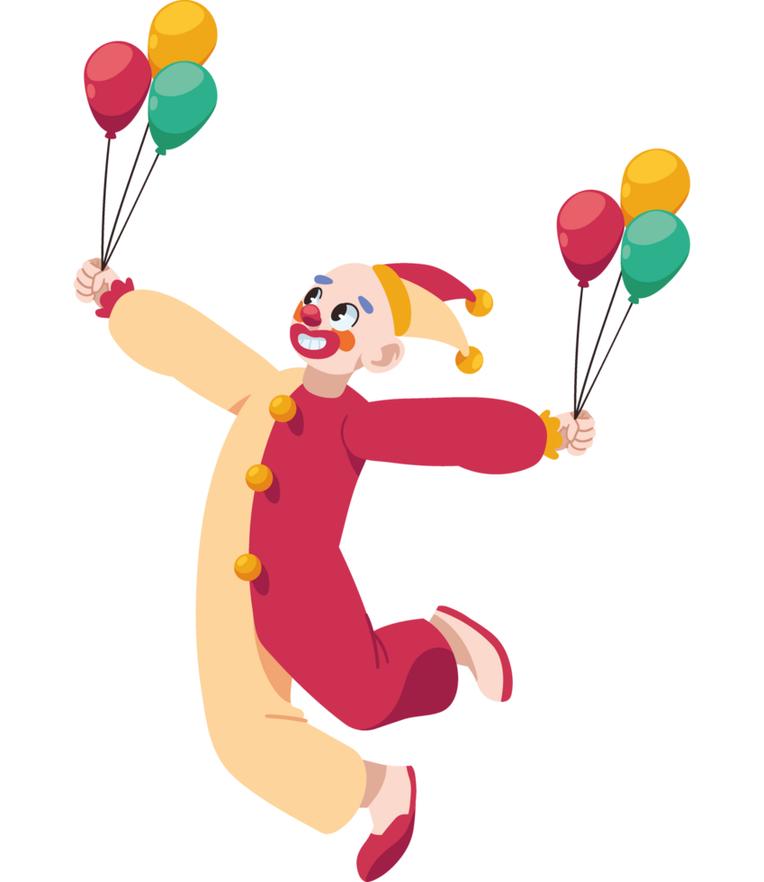 happy clown with balloons isolated png