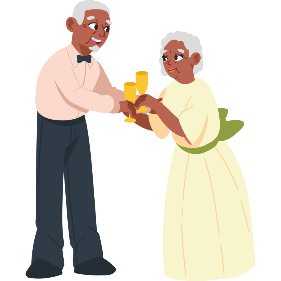 cute couple golden wedding isolated png