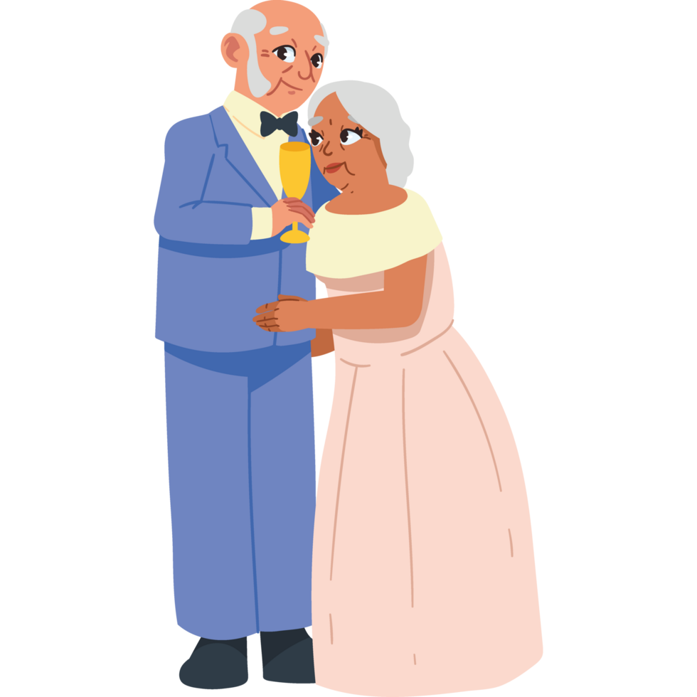 couple golden wedding isolated png