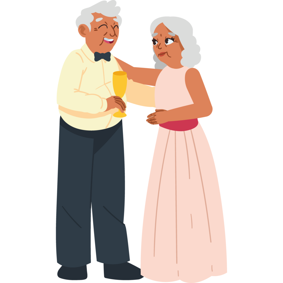 couple and 50th golden wedding anniversary isolated png
