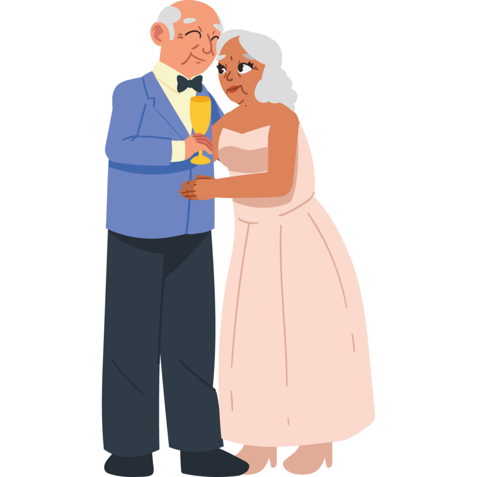older couple golden wedding isolated png
