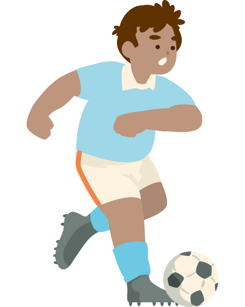 boy soccer player with ball isolated png