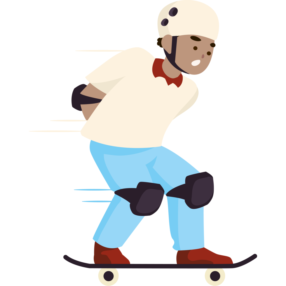 teen boy practicing on skateboard isolated png