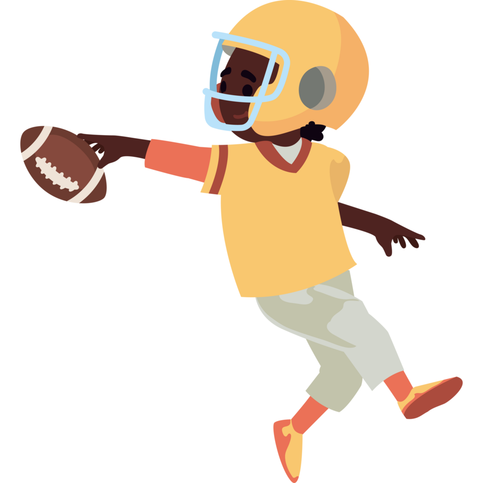 african boy playing a american football isolated png
