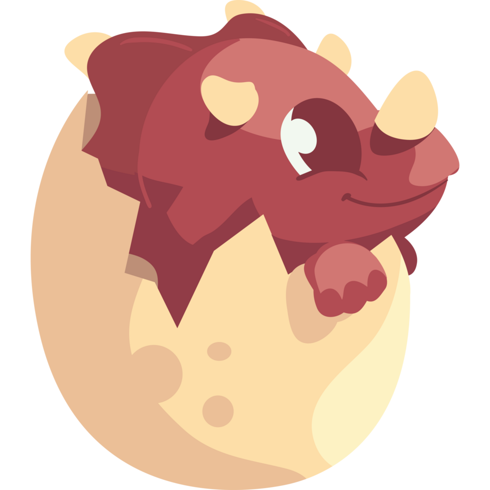 cute dinosaur character baby in egg isolated png