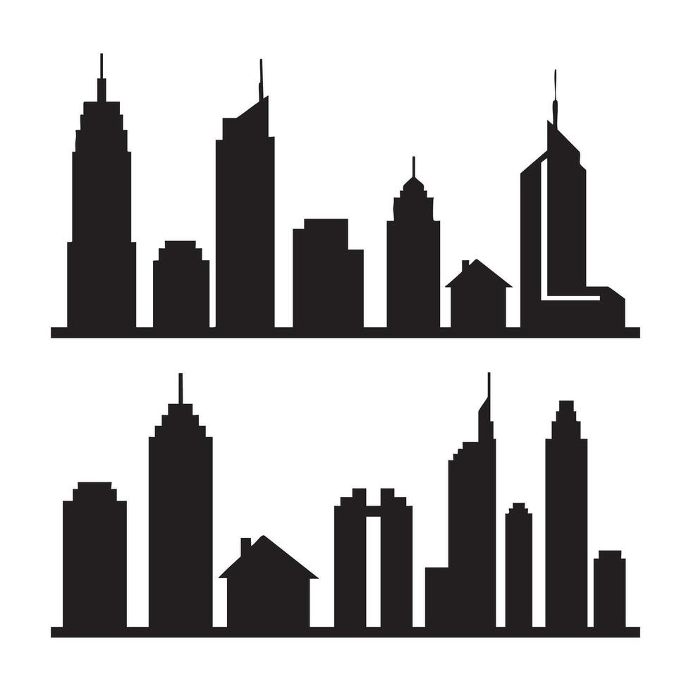 Silhouetted structures arranged on a white canvas vector