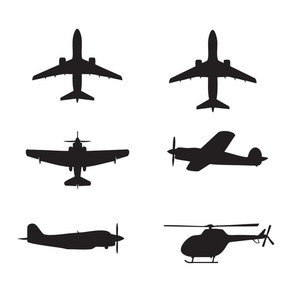 Multiple airplane outlines over a clean white backdrop vector