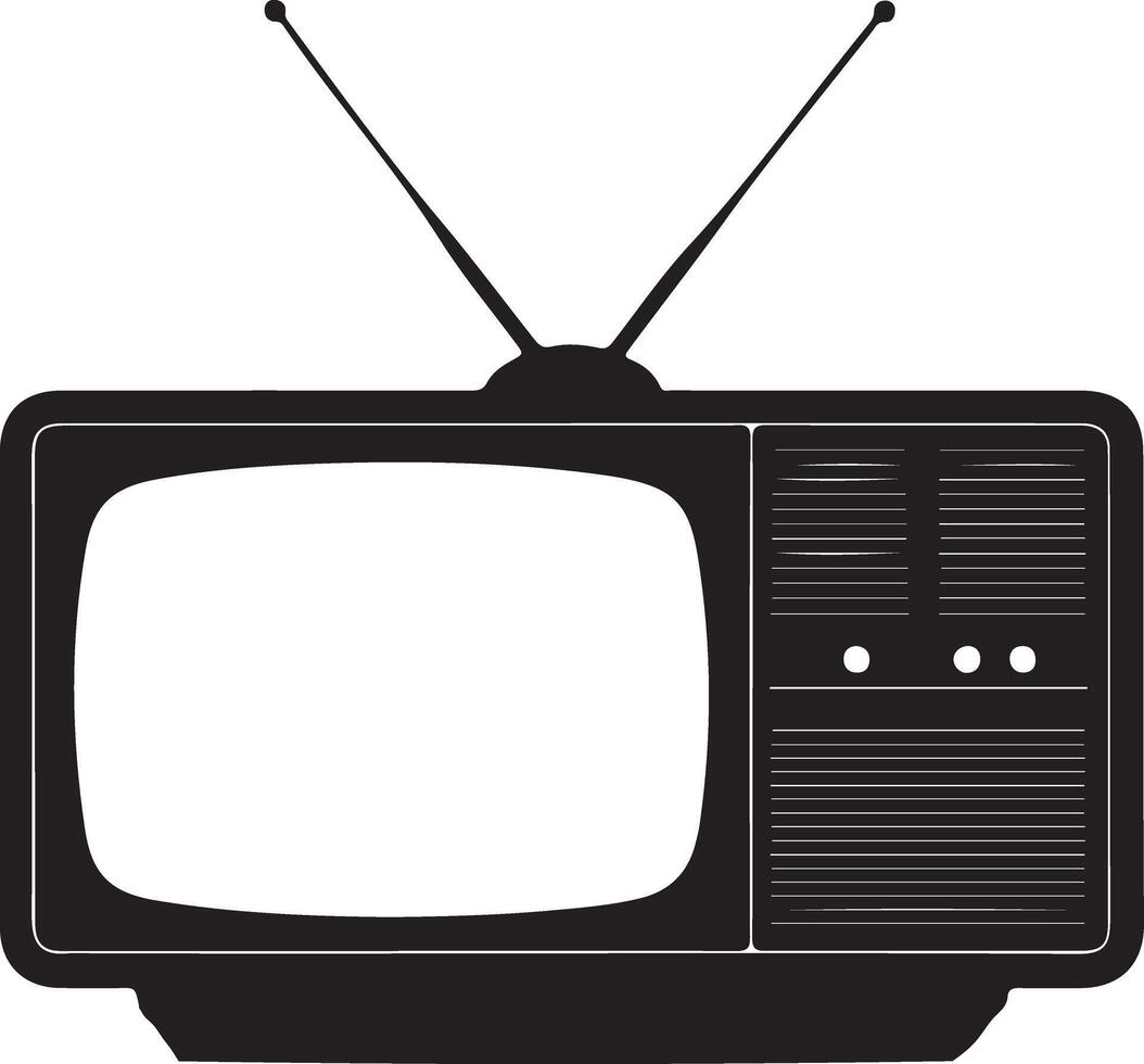 Black Silhouette of Television Set Isolated on White Background vector