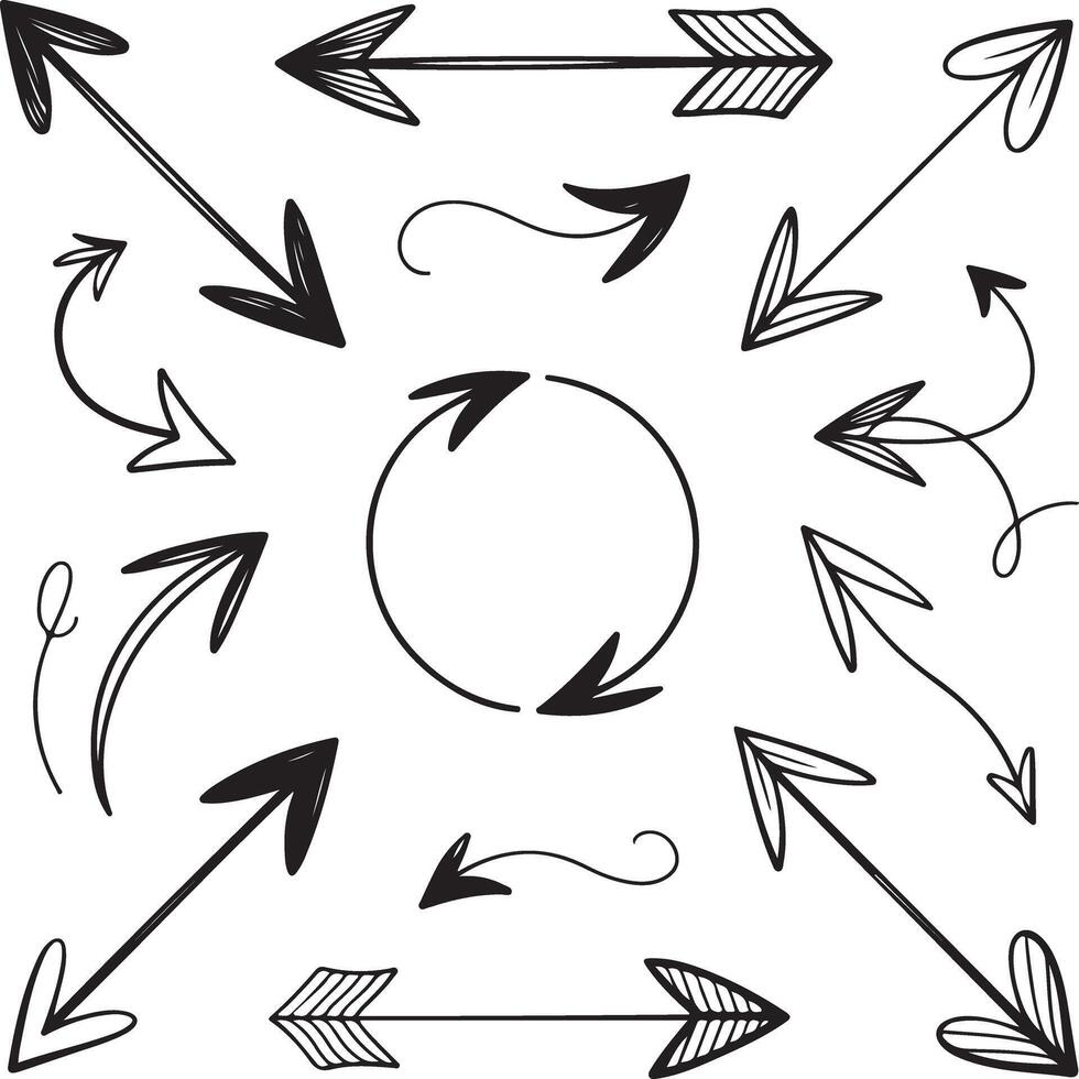 Simple Hand Drawn Arrows Icon Pack vector