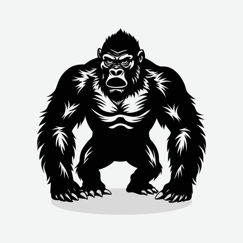 A Gorilla silhouette on white background. vector