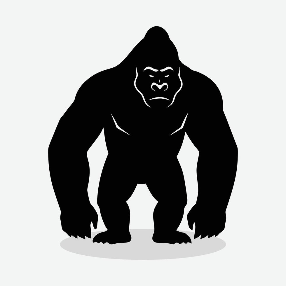 Gorilla silhouette on white background. vector