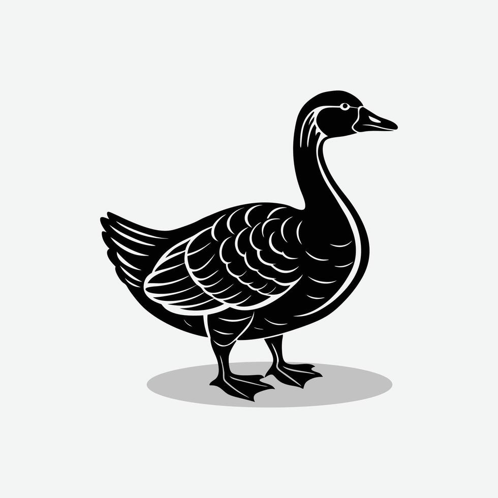 A black and white goose on a white background vector