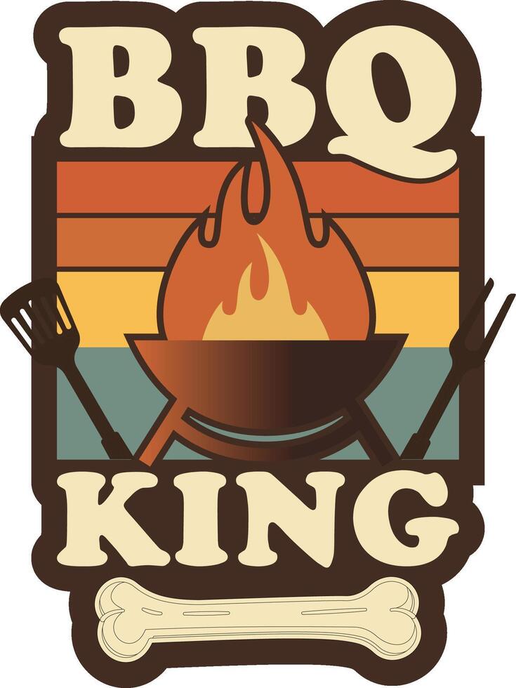 BBQ King Retro Vintage T Shirt Design. vector