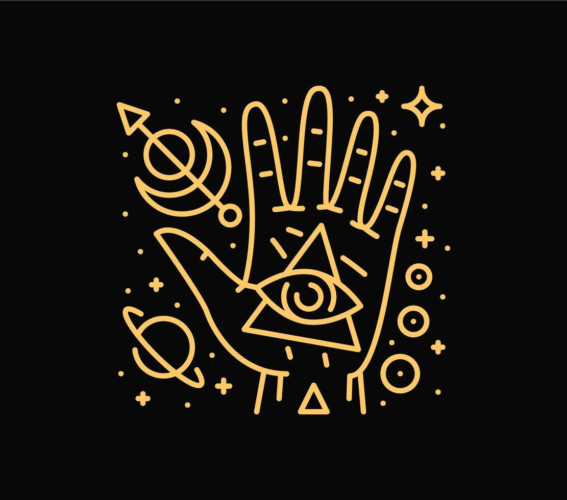 Celestial esoteric human hand and eye symbol vector
