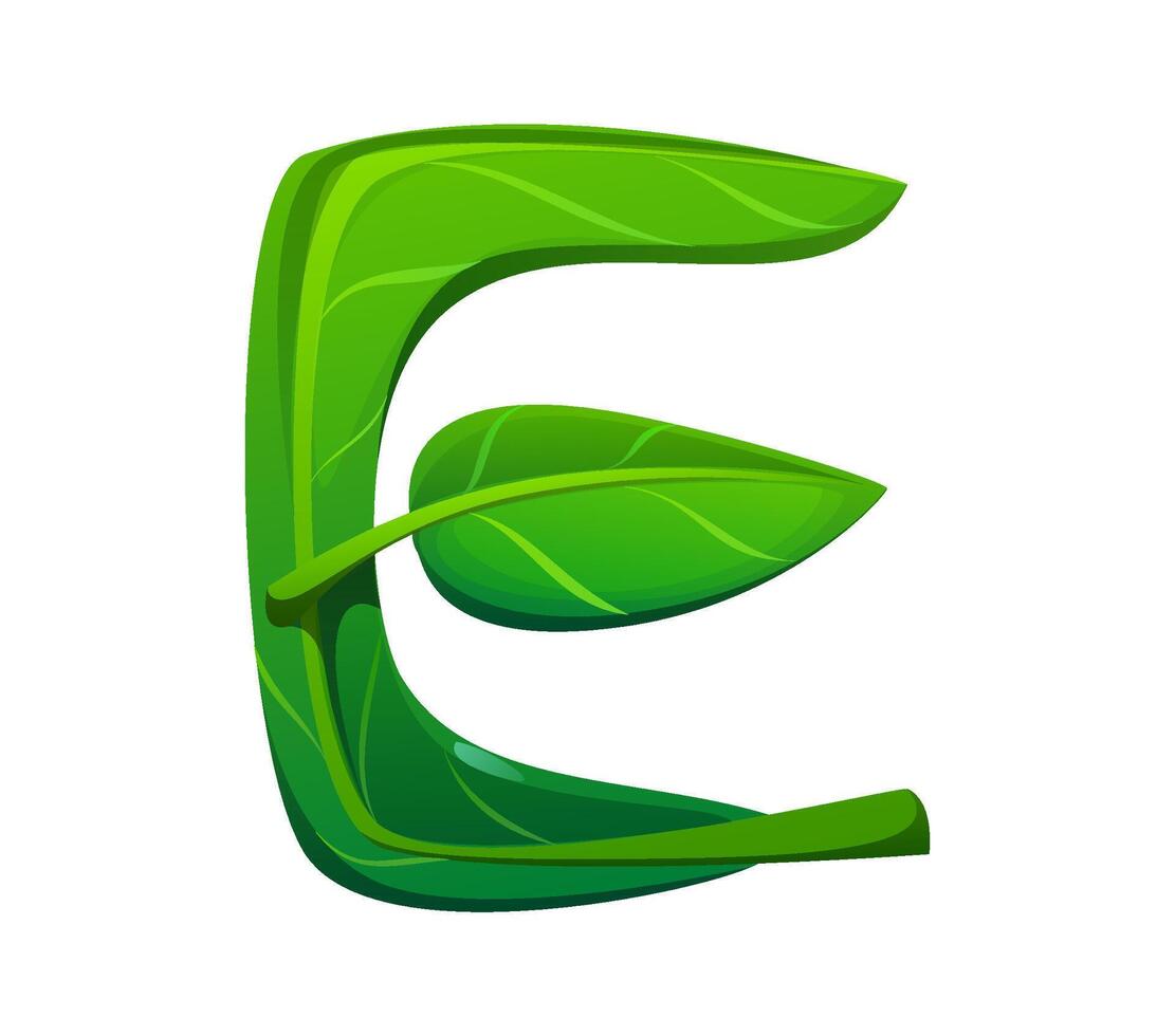 Plant green leaf font, tree typeset letter E vector