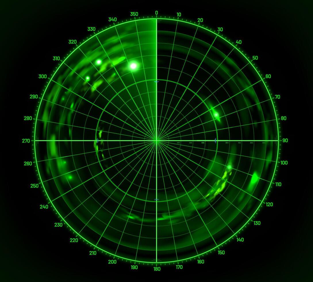 Ship radar screen or military naval sonar scan vector