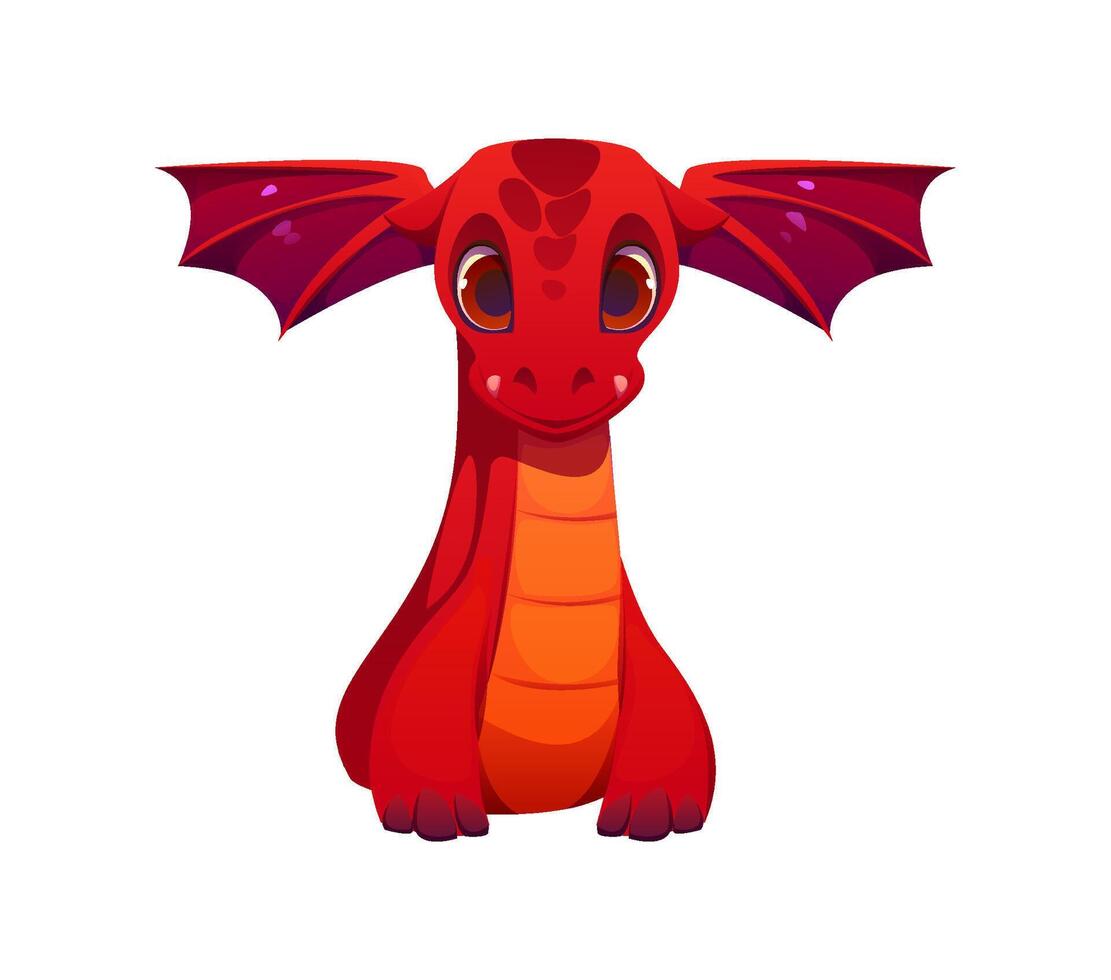 Asian red dragon cartoon character font letter T vector