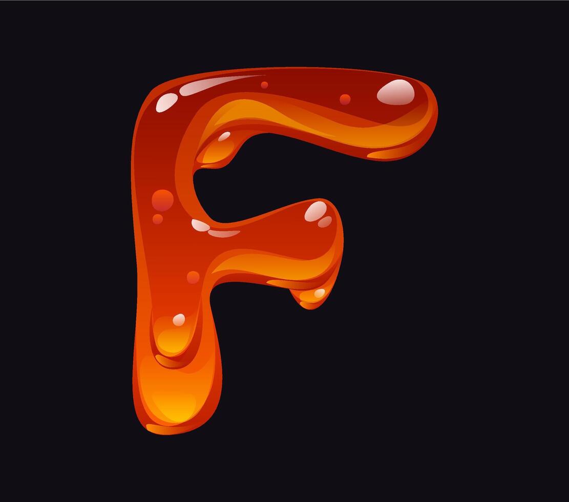Flowing honey cartoon font type letter F vector
