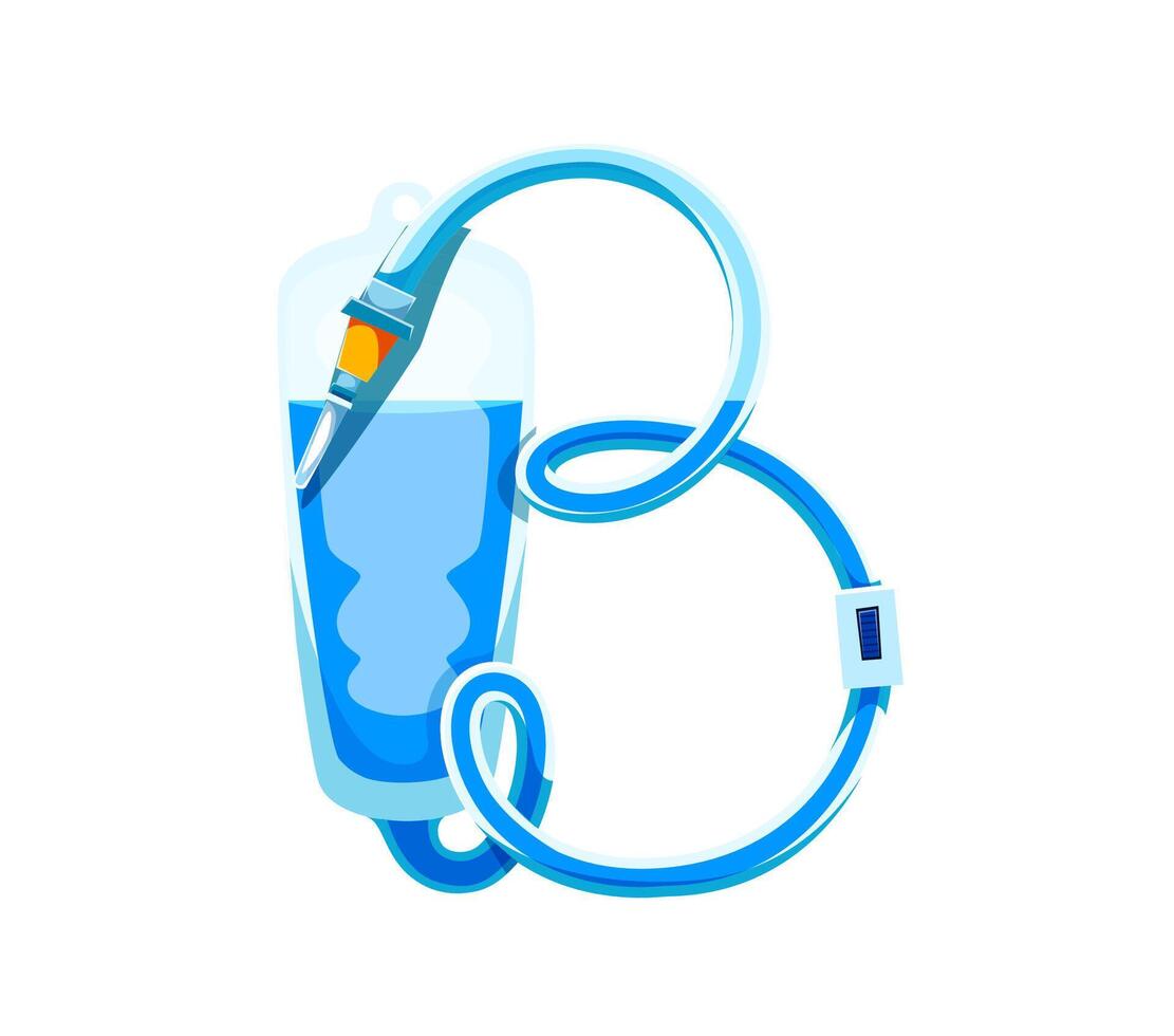Healthcare cartoon font intravenous bag letter B vector