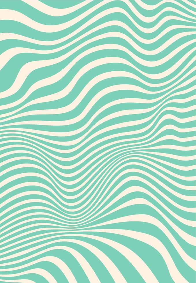 Funky wavy turquoise line groovy pattern or print vector