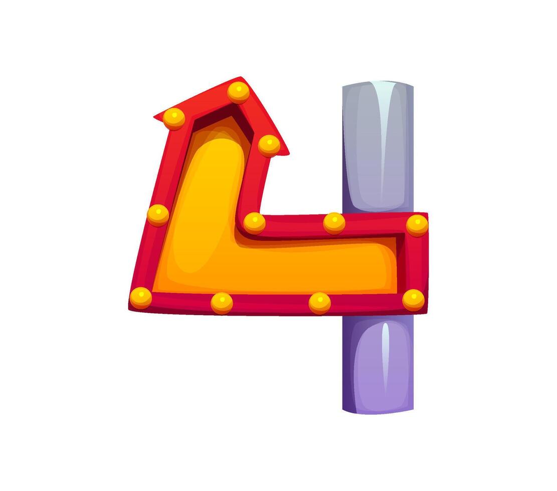 Cartoon circus font number four featuring arrow vector
