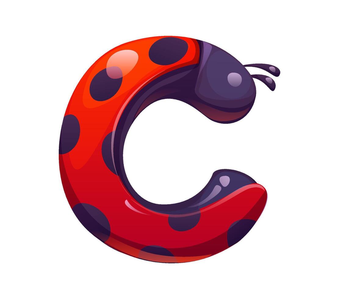 Ladybug cartoon font typeset letter C vector