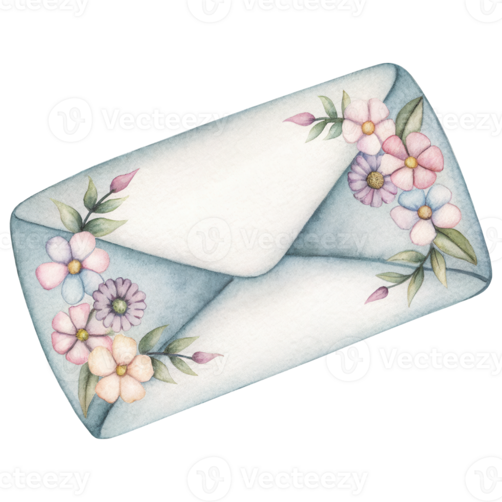 easter element, Delicate pastel envelope adorned with floral designs, perfect for love letters png