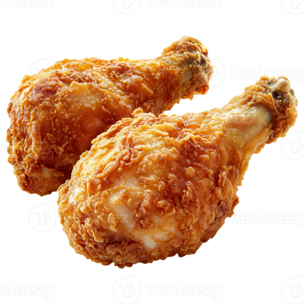 Crispy fried chicken drumsticks with golden brown coating, delicious and appetizing png