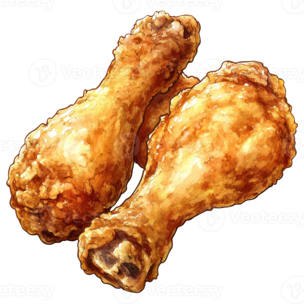 Crispy fried chicken drumsticks with golden brown coating, delicious and appetizing. Perfect for any meal or gathering png