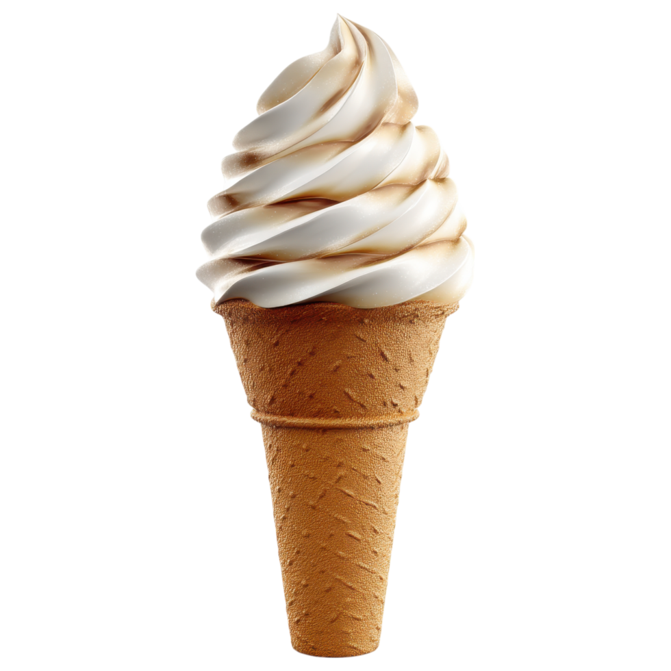 Delicious ice cream cone with swirls of cream isolated on transparency background png